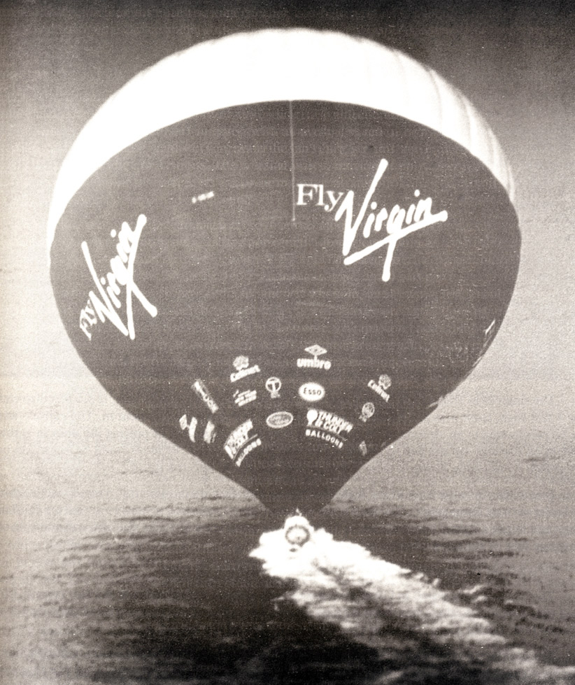 Picture of Virgin Flyer trailing its capsule in the Irish Sea