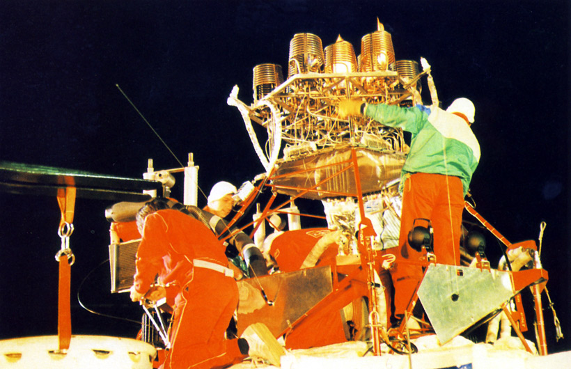 Picture of preparations carry on into the night
